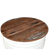 Coffee Table Solid Reclaimed Wood White Barrel Shape 245254