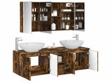 Bathroom Cabinet Set 4 pcs Smoked Oak Engineered Wood 3406507