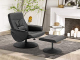 Swivel Recliner Chair with Footstool, PU Leather Armchair and Ottoman with High Back and Round Base T3398P328123