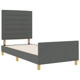 ZNTS Bed Frame Dark Grey 90x190 cm Fabric 3344614