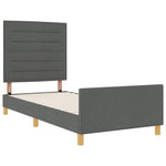 ZNTS Bed Frame Dark Grey 100x200 cm Fabric 3344628