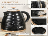 Kettle and Toaster Sets, 3000W 1.7L Rapid Boil Kettle & 4 Slice Toaster with 7 Browning Controls, T3398P344313