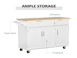 Kitchen Island Utility Cart, with 2 Storage Drawers & Cabinets for Dining Room, White T3398P344624