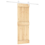 Sliding Door Natural and White 70 x 210 cm Solid Pine Wood 3445176