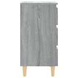 Bed Cabinet with Solid Wood Legs Grey Sonoma 40x35x69 cm 813136