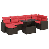 8 Piece Garden Sofa Set with Cushions Brown Poly Rattan Acacia 3327834