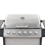 Gas BBQ Grill with 6 Cooking Zones Stainless Steel Silver 44286
