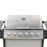 Gas BBQ Grill with 6 Cooking Zones Stainless Steel Silver 44286