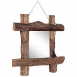 Log Mirror Natural 50x50 cm Recycled Teak Wood 283933