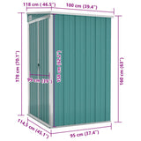 Wall-mounted Garden Shed Green 118x100x178 cm Galvanised Steel 316217