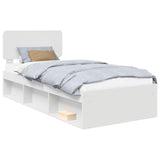 Bed Frame with Headboard White 75 x 190 cm Solid Pine Wood 3412141