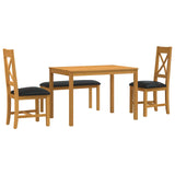 Dining Set 4 pcs Black Solid Oak Wood 3430310