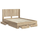 Bed Frame with Storage and Headboard Sonoma Oak Engineered Wood 3414097