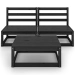 3 Piece Garden Lounge Set Black Solid Pinewood 3075238