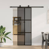Sliding Door with Hardware Set Black 76x205 cm Tempered Glass 3375826