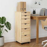 Rolling Cabinet Brown 34 x 39 x 93.5 cm Solid Pine Wood 42032394