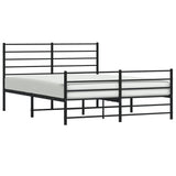 Metal Bed Frame without Mattress with Footboard Black 160x200cm 352340