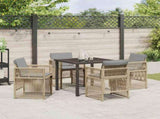 Garden Dining Set 5 pcs Beige Powder-Coated Steel 3380669