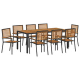 Garden Dining Set 9 pcs Black Poly Rattan 3365444