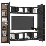 ZNTS 8 Piece TV Cabinet Set Black Engineered Wood 3078755