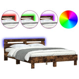 Bed Frame Smoked Oak Engineered wood & Plywood Double Bed Frame 3207550
