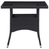 Outdoor Dining Table Black Poly Rattan and Glass 46177
