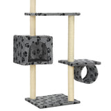 Cat Tree with Sisal Scratching Posts 260 cm Grey Paw Prints 170533