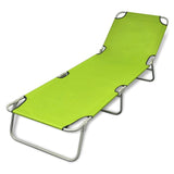 ZNTS Folding Sun Lounger Powder-coated Steel Apple Green 41480