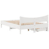 Bed Frame with Drawers White 140x200 cm Solid Wood Pine 3301906