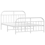 Bed Frame White Powder-Coated Steel Double Bed Frame 353707