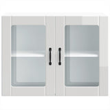 Kitchen Wall Cabinet with Glass Door Lucca High Gloss White Engineered Wood 853849