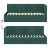 Corner Bed Frame with Headboard Dark green 90 x 190 cm Velvet 42016258