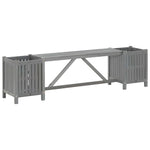 ZNTS Garden Bench with 2 Planters 150cm Solid Acacia Wood Grey 311823