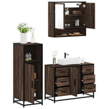 3 Piece Bathroom Furniture Set Brown Oak Engineered Wood 3300994