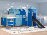 Kids'Loft Bed Frame White and Blue 90 x 200 cm Metal 42020902