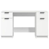 ZNTS Desk with Side Cabinet White Engineered Wood 3115908