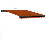 Manual Retractable Awning with LED 350x250 cm Orange and Brown 3055225