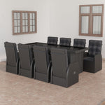 9 Piece Garden Dining Set with Cushions Black Poly Rattan 3095258