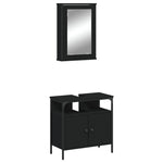 ZNTS 2 Piece Bathroom Furniture Set Black Engineered Wood 3214775