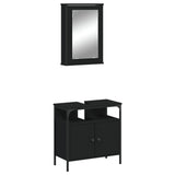 ZNTS 2 Piece Bathroom Furniture Set Black Engineered Wood 3214775