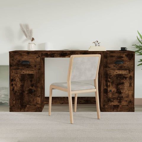 Desk with Cabinet Smoked Oak Engineered Wood 3185332