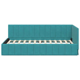 Corner Bed Frame with Headboard Turquoise 90 x 200 cm Velvet 42016315