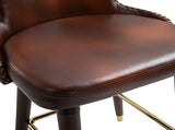 Bar Set of 2, PU Leather Vintage Counter-Height Bar Chair, Luxury European Style Kitchen T3398P328162