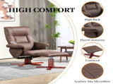Faux Microfibre Leather Manual Recliner and Footstool Set - Dark Brown T3398P343469