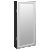 Mirror Jewellery Cabinet with LED Lights Wall Mounted Black 353248