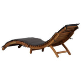 Sun Lounger with Dark Grey Cushions Solid Wood Acacia 363283