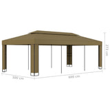 Gazebo with Double Roof 3x6 m Taupe 180 g/m 312219