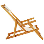 ZNTS Folding Beach Chair with Armrests Cream Acacia Wood & Textilene 4108067