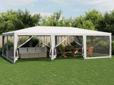 Party Tent with 10 Mesh Sidewalls White 6x4 m HDPE 4010066