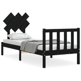 Bed Frame without Mattress Black Small Single Solid Wood Pine 3193430